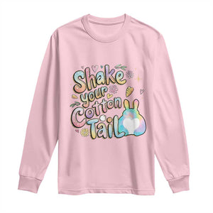 Funny Easter Day Retro Bunny Shake Your Cotton Tail Long Sleeve Shirt TS11 Light Pink Print Your Wear