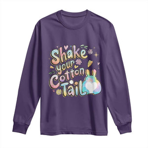 Funny Easter Day Retro Bunny Shake Your Cotton Tail Long Sleeve Shirt TS11 Purple Print Your Wear
