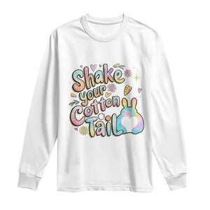 Funny Easter Day Retro Bunny Shake Your Cotton Tail Long Sleeve Shirt TS11 White Print Your Wear