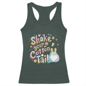 Funny Easter Day Retro Bunny Shake Your Cotton Tail Racerback Tank Top TS11 Dark Forest Green Print Your Wear