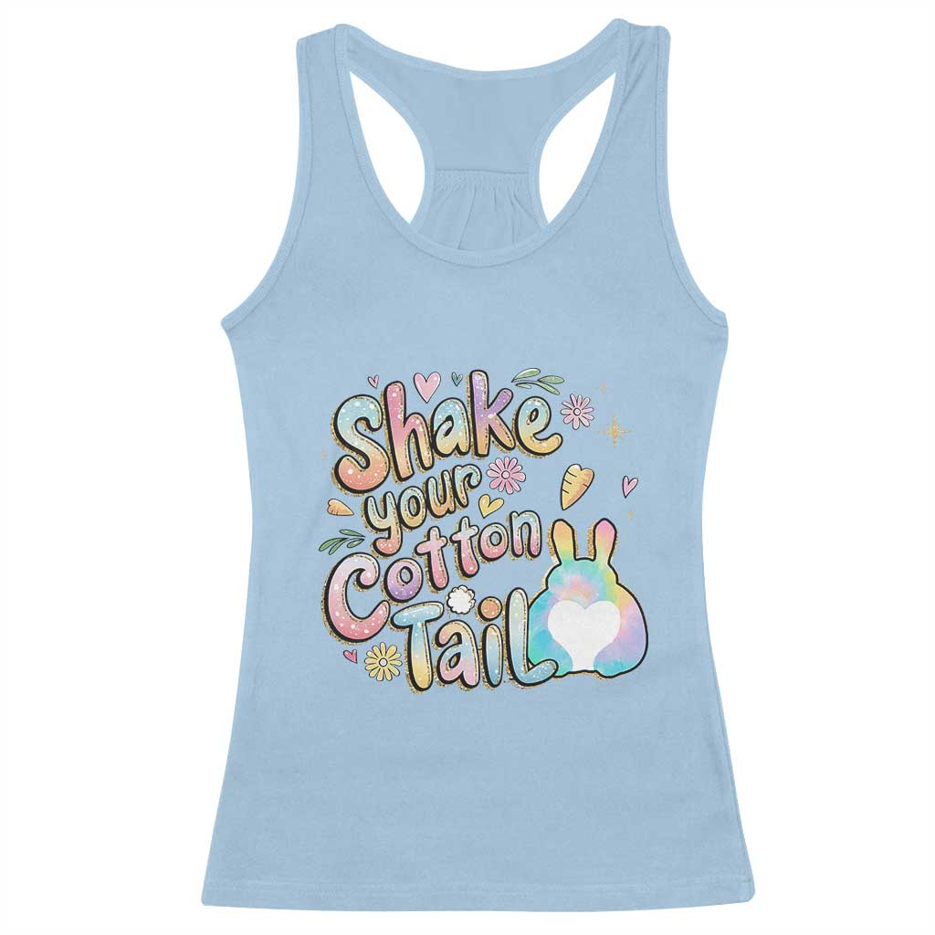 Funny Easter Day Retro Bunny Shake Your Cotton Tail Racerback Tank Top TS11 Light Blue Print Your Wear