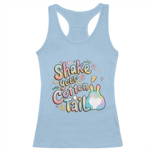 Funny Easter Day Retro Bunny Shake Your Cotton Tail Racerback Tank Top TS11 Light Blue Print Your Wear