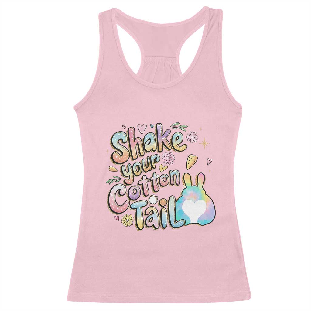 Funny Easter Day Retro Bunny Shake Your Cotton Tail Racerback Tank Top TS11 Light Pink Print Your Wear