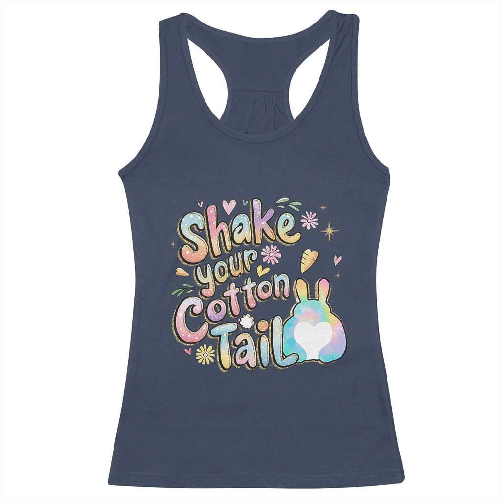 Funny Easter Day Retro Bunny Shake Your Cotton Tail Racerback Tank Top TS11 Navy Print Your Wear