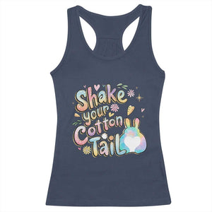 Funny Easter Day Retro Bunny Shake Your Cotton Tail Racerback Tank Top TS11 Navy Print Your Wear