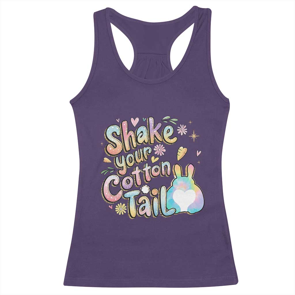 Funny Easter Day Retro Bunny Shake Your Cotton Tail Racerback Tank Top TS11 Purple Print Your Wear