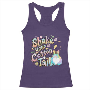 Funny Easter Day Retro Bunny Shake Your Cotton Tail Racerback Tank Top TS11 Purple Print Your Wear