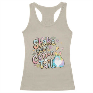 Funny Easter Day Retro Bunny Shake Your Cotton Tail Racerback Tank Top TS11 Sand Print Your Wear