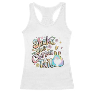 Funny Easter Day Retro Bunny Shake Your Cotton Tail Racerback Tank Top TS11 White Print Your Wear
