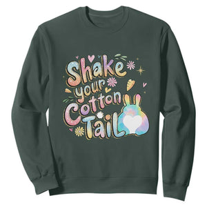 Funny Easter Day Retro Bunny Shake Your Cotton Tail Sweatshirt TS11 Dark Forest Green Print Your Wear