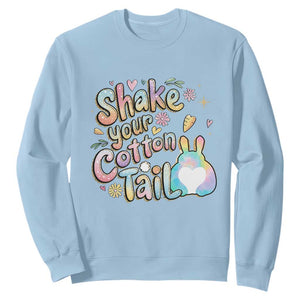 Funny Easter Day Retro Bunny Shake Your Cotton Tail Sweatshirt TS11 Light Blue Print Your Wear