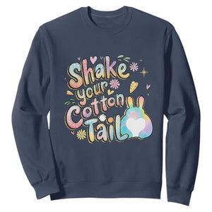 Funny Easter Day Retro Bunny Shake Your Cotton Tail Sweatshirt TS11 Navy Print Your Wear