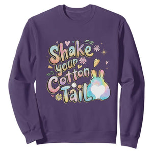 Funny Easter Day Retro Bunny Shake Your Cotton Tail Sweatshirt TS11 Purple Print Your Wear