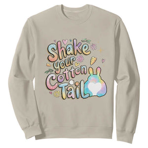 Funny Easter Day Retro Bunny Shake Your Cotton Tail Sweatshirt TS11 Sand Print Your Wear