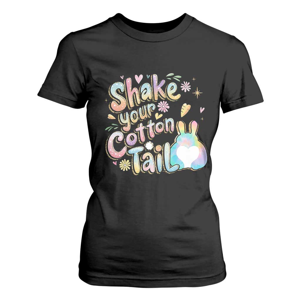 Funny Easter Day Retro Bunny Shake Your Cotton Tail T Shirt For Women TS11 Black Print Your Wear