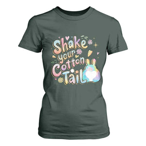 Funny Easter Day Retro Bunny Shake Your Cotton Tail T Shirt For Women TS11 Dark Forest Green Print Your Wear