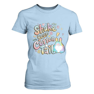 Funny Easter Day Retro Bunny Shake Your Cotton Tail T Shirt For Women TS11 Light Blue Print Your Wear