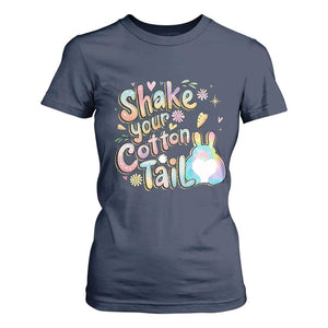 Funny Easter Day Retro Bunny Shake Your Cotton Tail T Shirt For Women TS11 Navy Print Your Wear