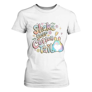 Funny Easter Day Retro Bunny Shake Your Cotton Tail T Shirt For Women TS11 White Print Your Wear