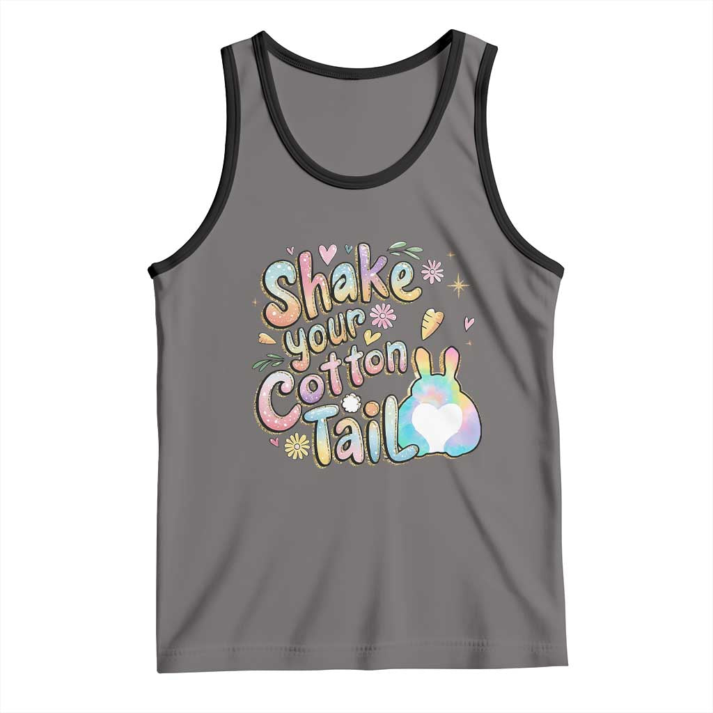 Funny Easter Day Retro Bunny Shake Your Cotton Tail Tank Top TS11 Deep Heather Black Print Your Wear