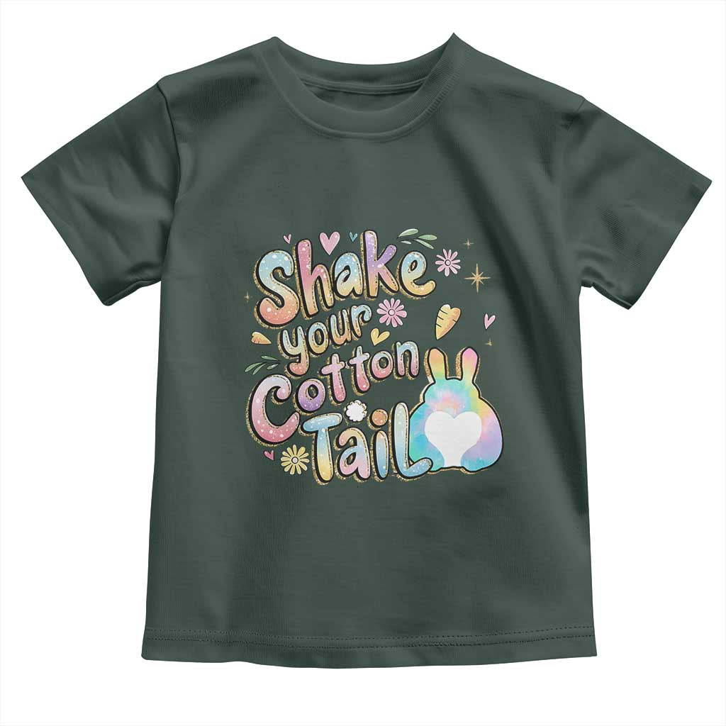 Funny Easter Day Retro Bunny Shake Your Cotton Tail Toddler T Shirt TS11 Dark Forest Green Print Your Wear