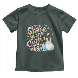 Funny Easter Day Retro Bunny Shake Your Cotton Tail Toddler T Shirt TS11 Dark Forest Green Print Your Wear