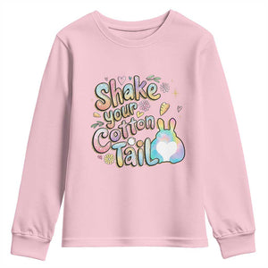 Funny Easter Day Retro Bunny Shake Your Cotton Tail Youth Sweatshirt TS11 Light Pink Print Your Wear