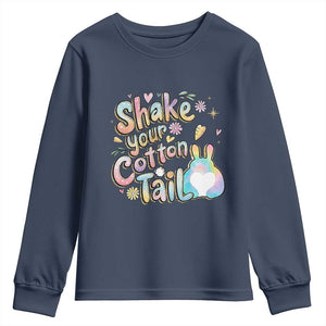 Funny Easter Day Retro Bunny Shake Your Cotton Tail Youth Sweatshirt TS11 Navy Print Your Wear