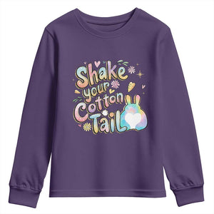 Funny Easter Day Retro Bunny Shake Your Cotton Tail Youth Sweatshirt TS11 Purple Print Your Wear
