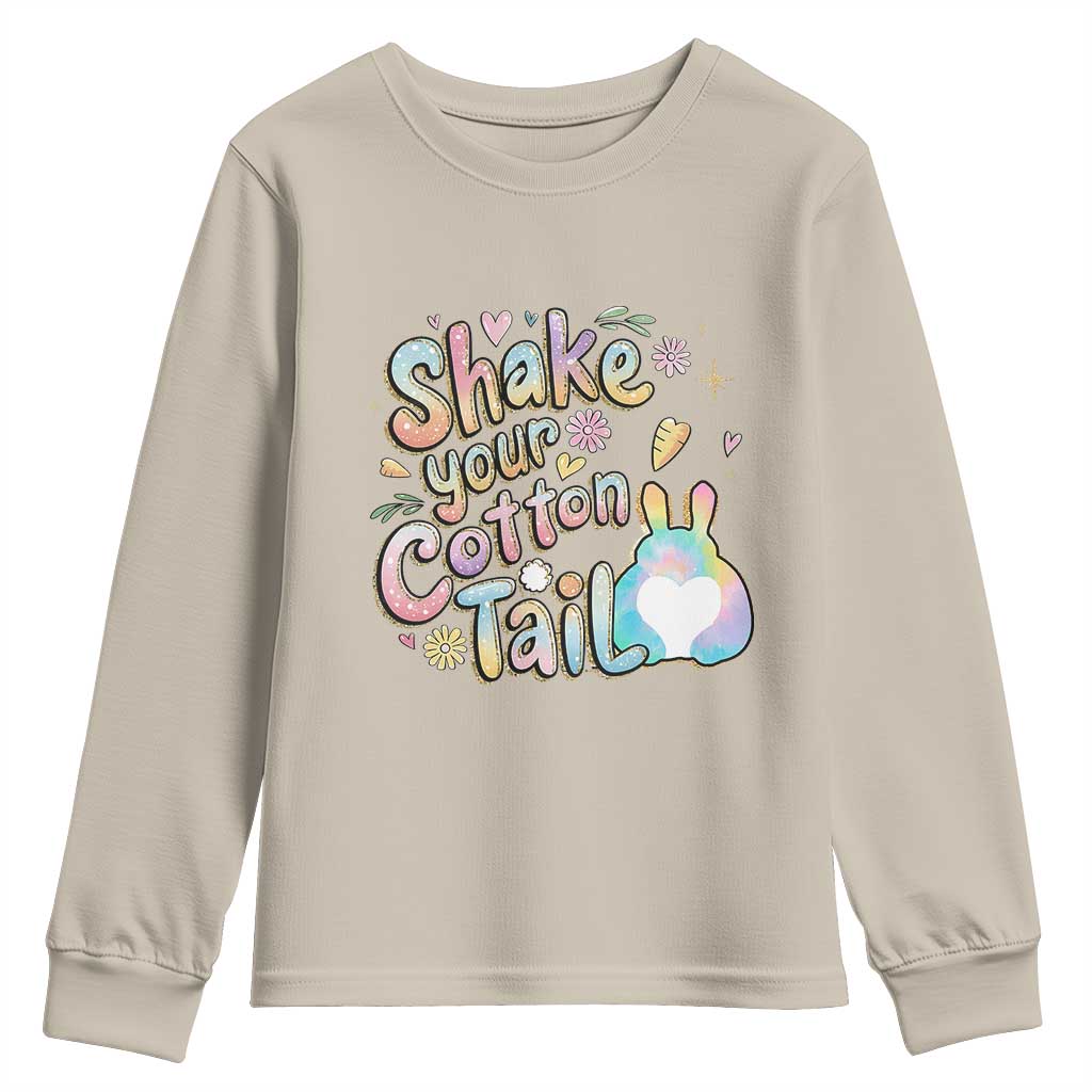 Funny Easter Day Retro Bunny Shake Your Cotton Tail Youth Sweatshirt TS11 Sand Print Your Wear