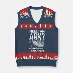 Funny Need An Ark I Noah Guy V-Neck Knit Sweater Vest Christian Pun TS11 Navy Red Print Your Wear