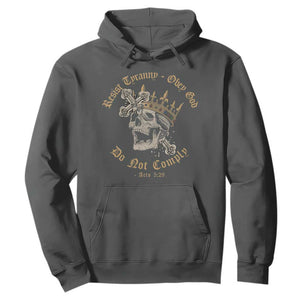 Eastern Orthodox Christian Hoodie Resist Tyranny Obey God Do Not Comply Skull TS11 Dark Heather Print Your Wear