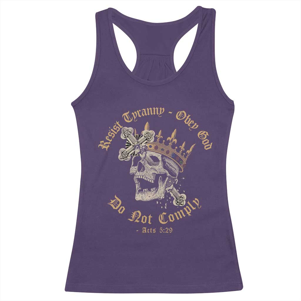 Eastern Orthodox Christian Racerback Tank Top Resist Tyranny Obey God Do Not Comply Skull TS11 Purple Print Your Wear