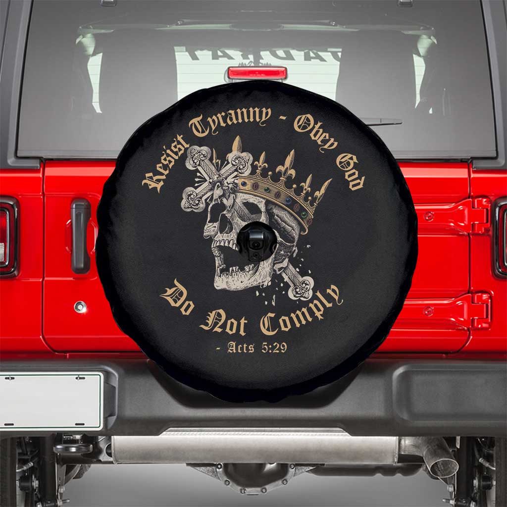 Eastern Orthodox Christian Spare Tire Cover Resist Tyranny Obey God Do Not Comply Skull TS11 Black Print Your Wear