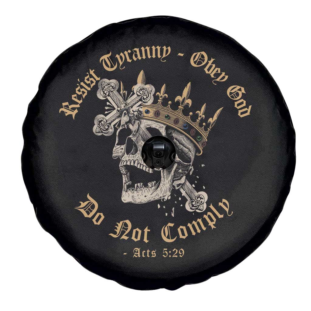 Eastern Orthodox Christian Spare Tire Cover Resist Tyranny Obey God Do Not Comply Skull TS11 Print Your Wear