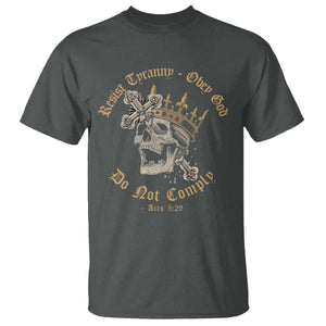 Eastern Orthodox Christian T Shirt Resist Tyranny Obey God Do Not Comply Skull TS11 Dark Heather Print Your Wear