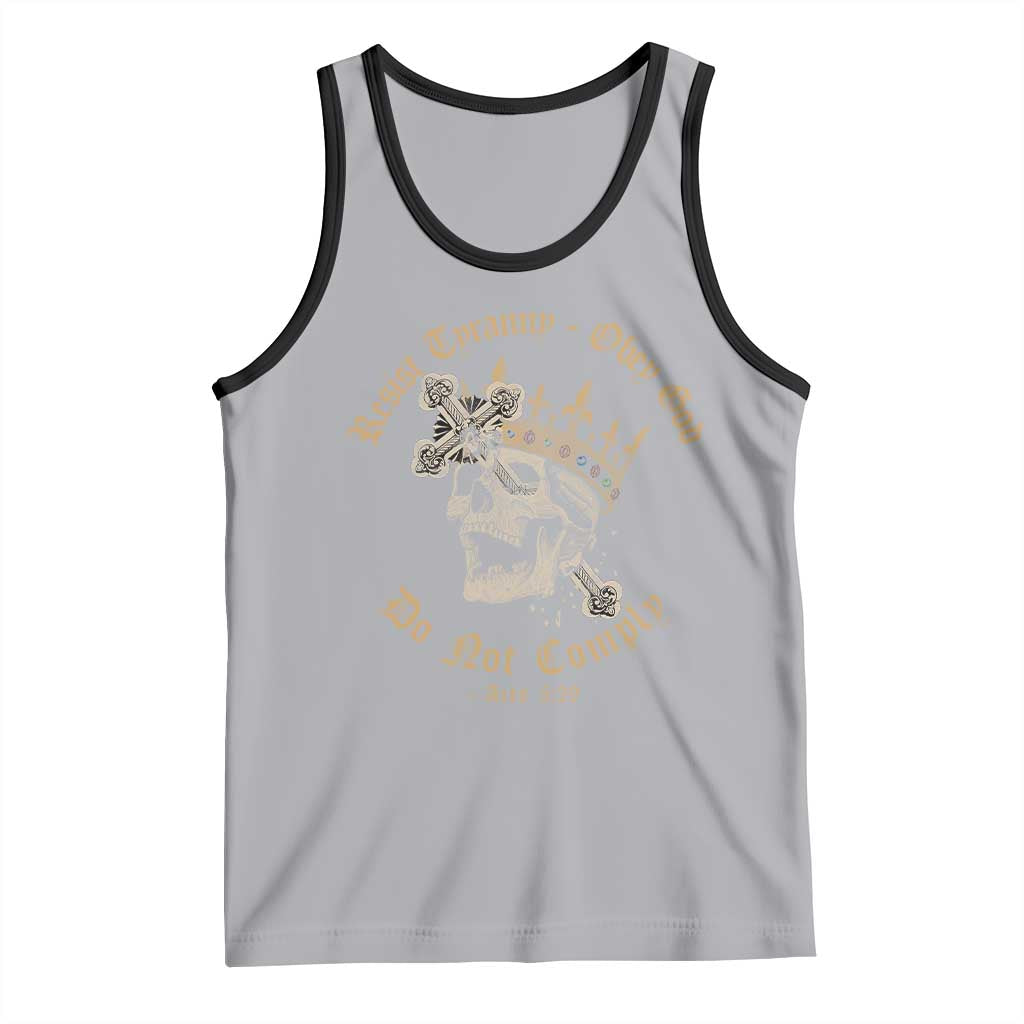 Eastern Orthodox Christian Tank Top Resist Tyranny Obey God Do Not Comply Skull TS11 Athletic Heather Black Print Your Wear