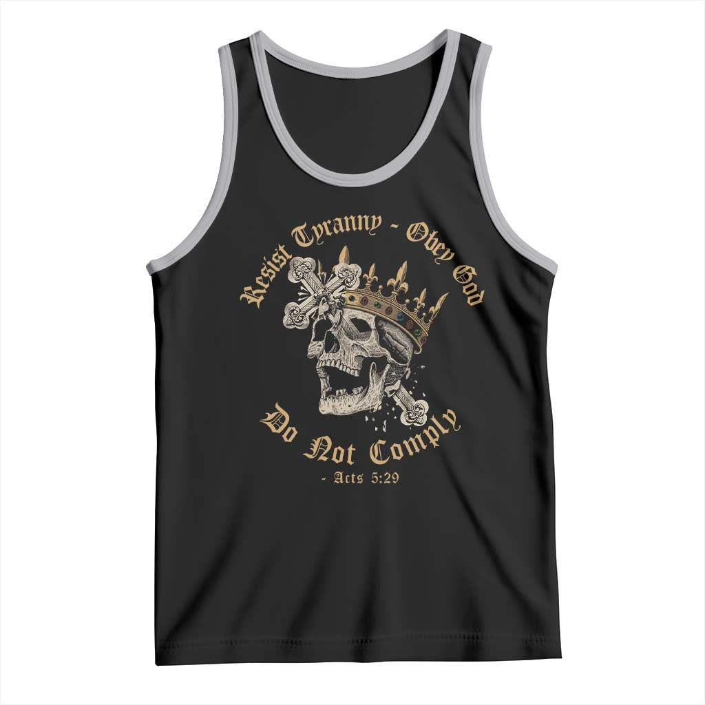 Eastern Orthodox Christian Tank Top Resist Tyranny Obey God Do Not Comply Skull TS11 Black Athletic Heather Print Your Wear