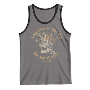 Eastern Orthodox Christian Tank Top Resist Tyranny Obey God Do Not Comply Skull TS11 Deep Heather Black Print Your Wear