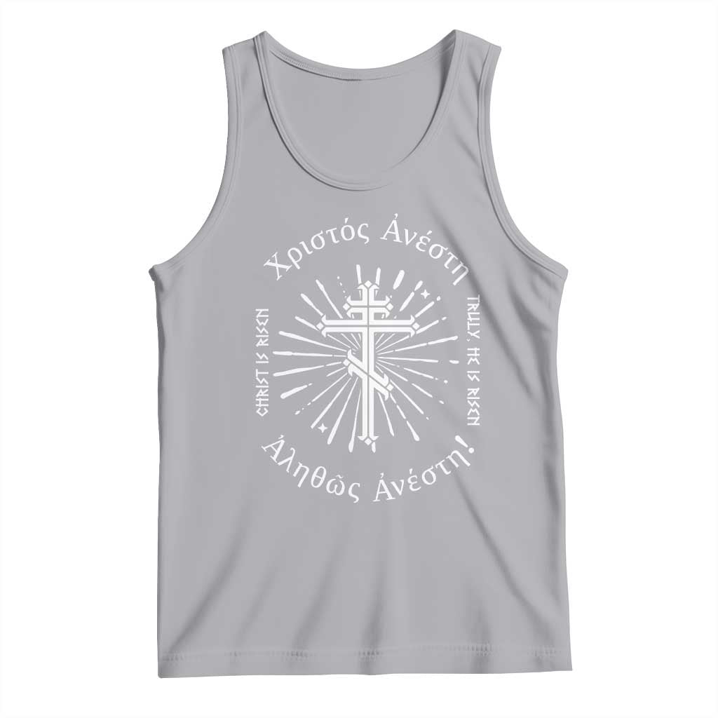 Orthodox Easter Christian Tank Top Christ Is Risen Truly He Is Risen Orthodox Cross TS11 Athletic Heather Print Your Wear