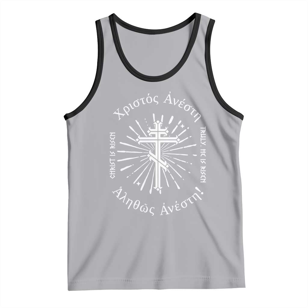 Orthodox Easter Christian Tank Top Christ Is Risen Truly He Is Risen Orthodox Cross TS11 Athletic Heather Black Print Your Wear