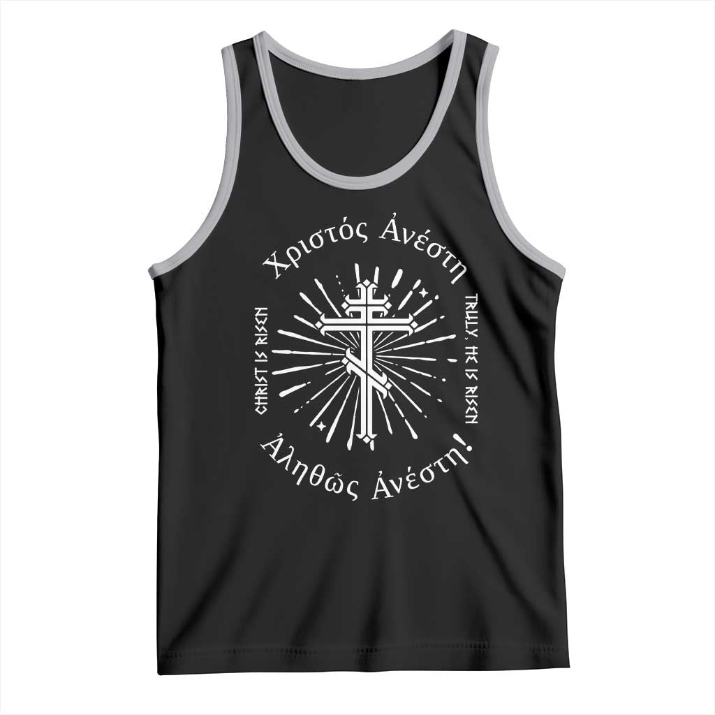 Orthodox Easter Christian Tank Top Christ Is Risen Truly He Is Risen Orthodox Cross TS11 Black Athletic Heather Print Your Wear
