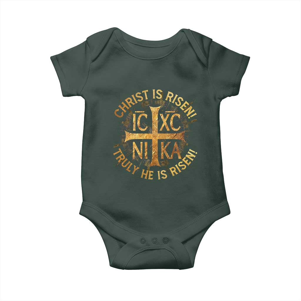 Orthodox Easter Christian Baby Onesie Christ Is Risen He Is Risen Greek NIKA Cross TS11 Print Your Wear