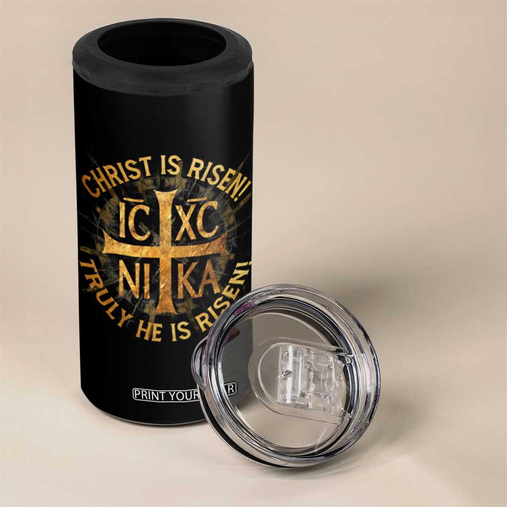 Orthodox Easter Christian 4 in 1 Can Cooler Tumbler Christ Is Risen He Is Risen Greek NIKA Cross TS11 Print Your Wear