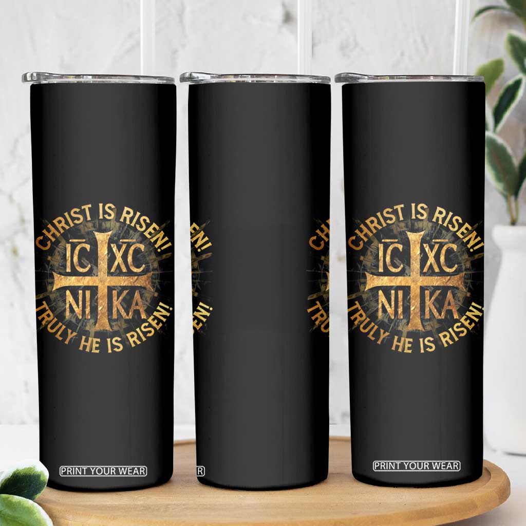 Orthodox Easter Christian Skinny Tumbler Christ Is Risen He Is Risen Greek NIKA Cross TS11 Print Your Wear