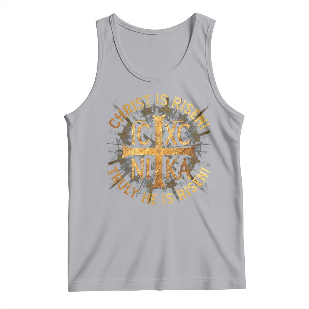 Orthodox Easter Christian Tank Top Christ Is Risen He Is Risen Greek NIKA Cross TS11 Athletic Heather Print Your Wear
