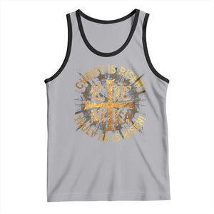 Orthodox Easter Christian Tank Top Christ Is Risen He Is Risen Greek NIKA Cross TS11 Athletic Heather Black Print Your Wear