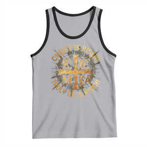 Orthodox Easter Christian Tank Top Christ Is Risen He Is Risen Greek NIKA Cross TS11 Athletic Heather Black Print Your Wear