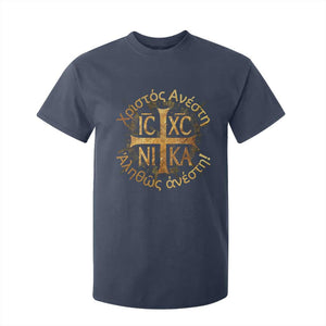 Orthodox Easter Christian T Shirt For Kid Christ Is Risen Truly He Is Risen NIKA Cross TS11 Navy Print Your Wear