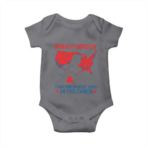 Iran Forgot Our President Has 34 Felonies Baby Onesie Vintage USA Red Wave Map TS11 Charcoal Print Your Wear